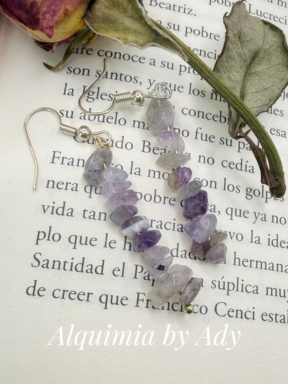 Alquimia Lavender Amethyst Chip Dangle Earrings